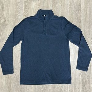 Calvin Klein 1/4 Zip Long Sleeve Pullover navy Blue Stripe Down Arm Men's Medium